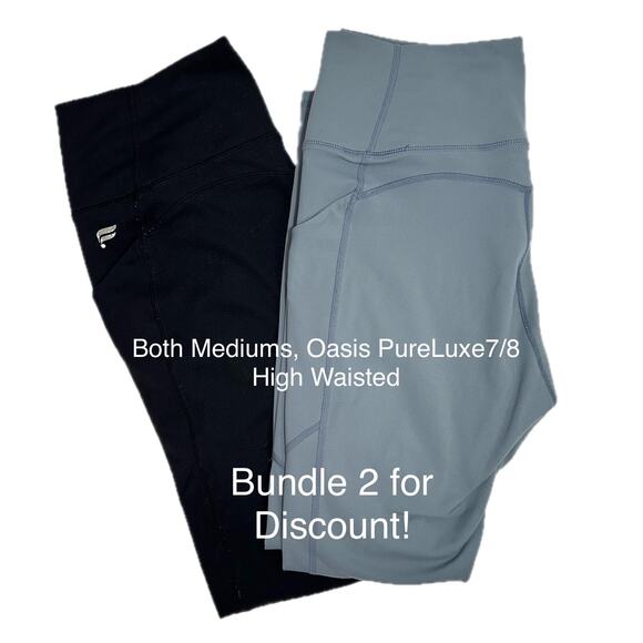 Fabletics Pure Luxe Black Leggings 7/8 with Pockets, High Waisted, Size M/8 - Picture 6 of 8